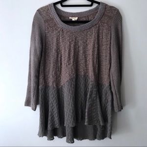 Anthro Meadow Rue Ruffled Hem Textured Tunic Top